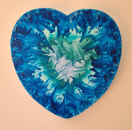 Blue Topaz Heart Encaustic Painting by Alisa Marie