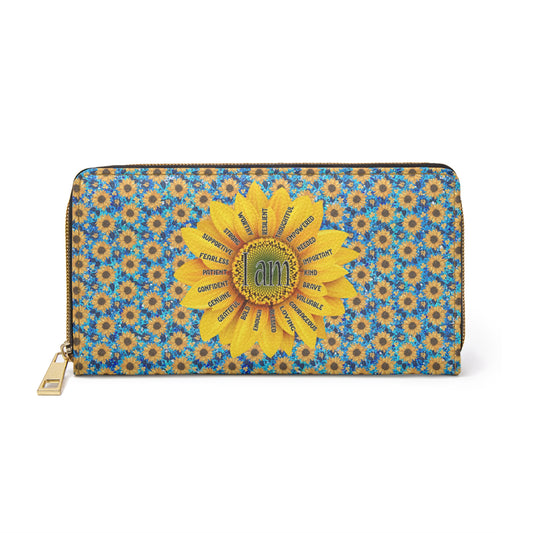 Sunflower Dreams Affirmation Zipper Wallet